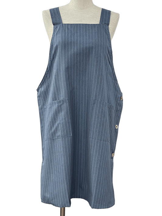 ストライプ横ボタンエプロン