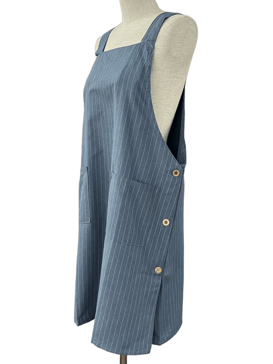 ストライプ横ボタンエプロン