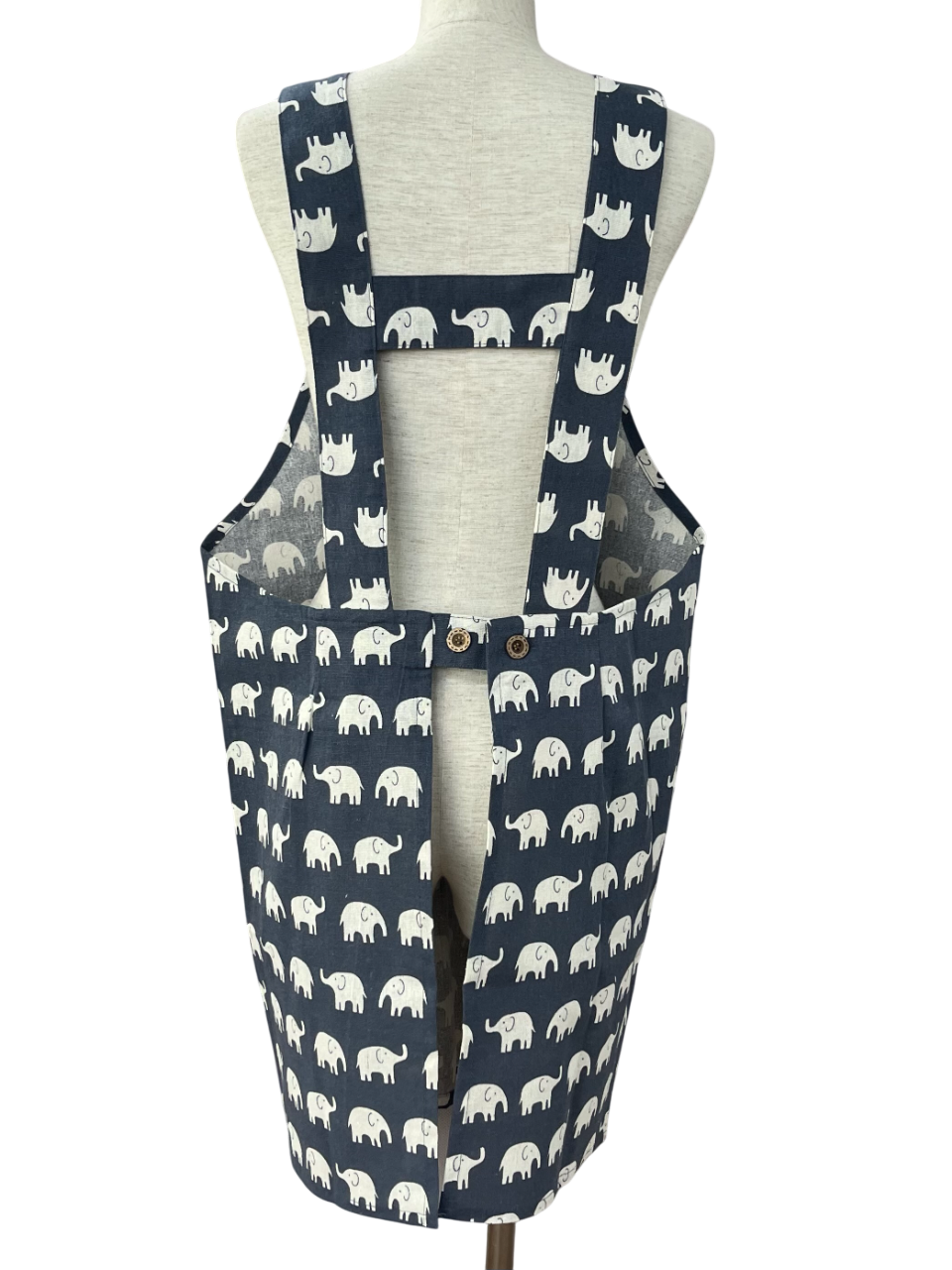レーヨン麻ゾウプリントエプロン