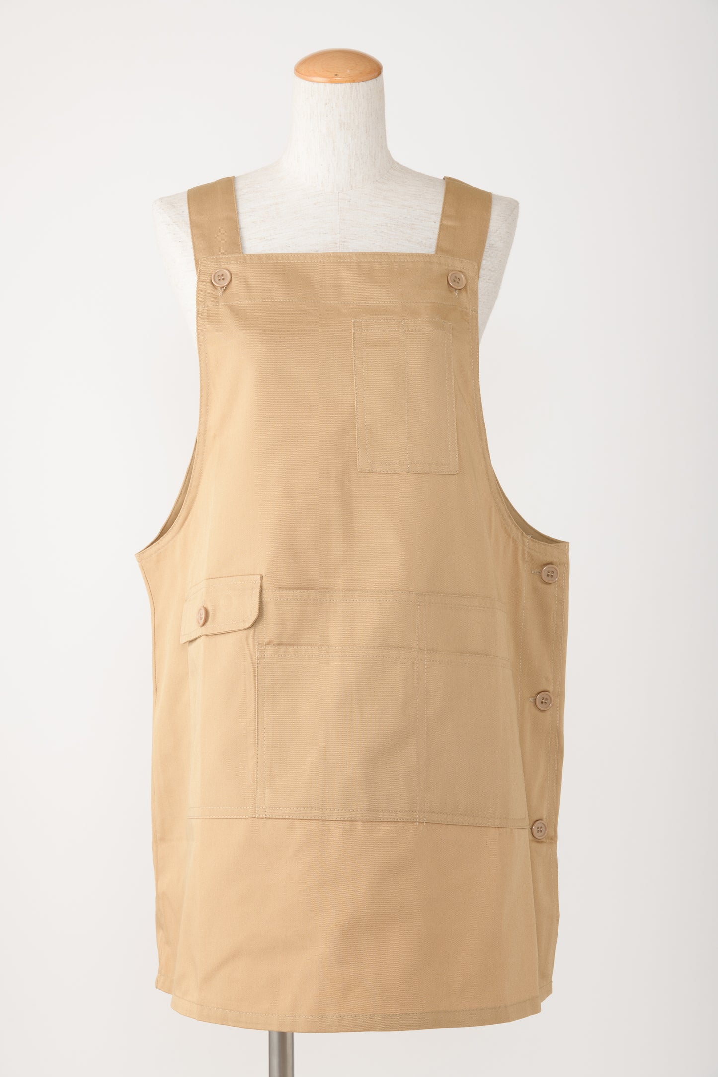 ツイル横ボタンエプロン T1-13