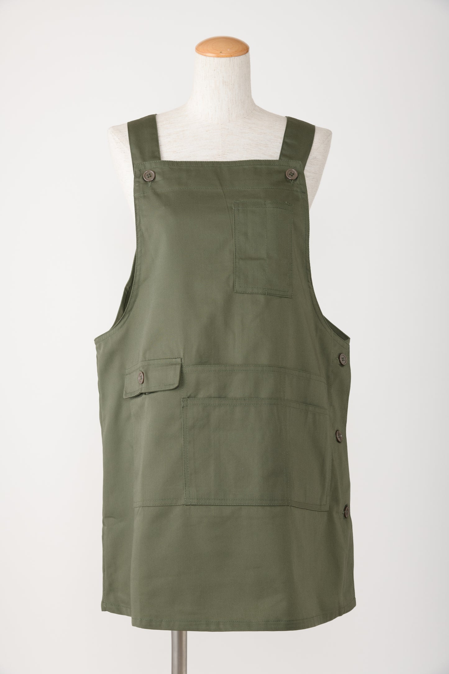 ツイル横ボタンエプロン T1-13