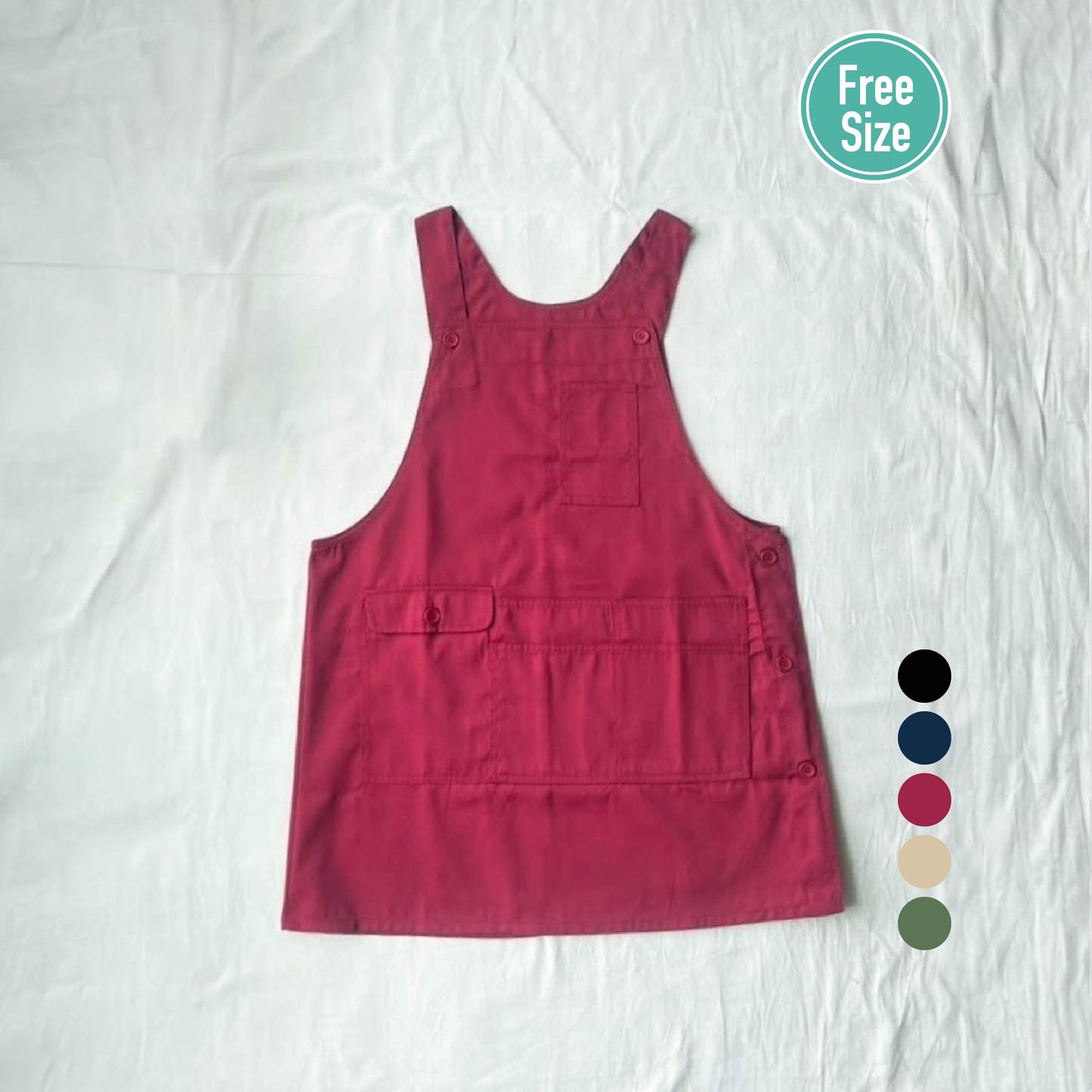 ツイル横ボタンエプロン T1-13