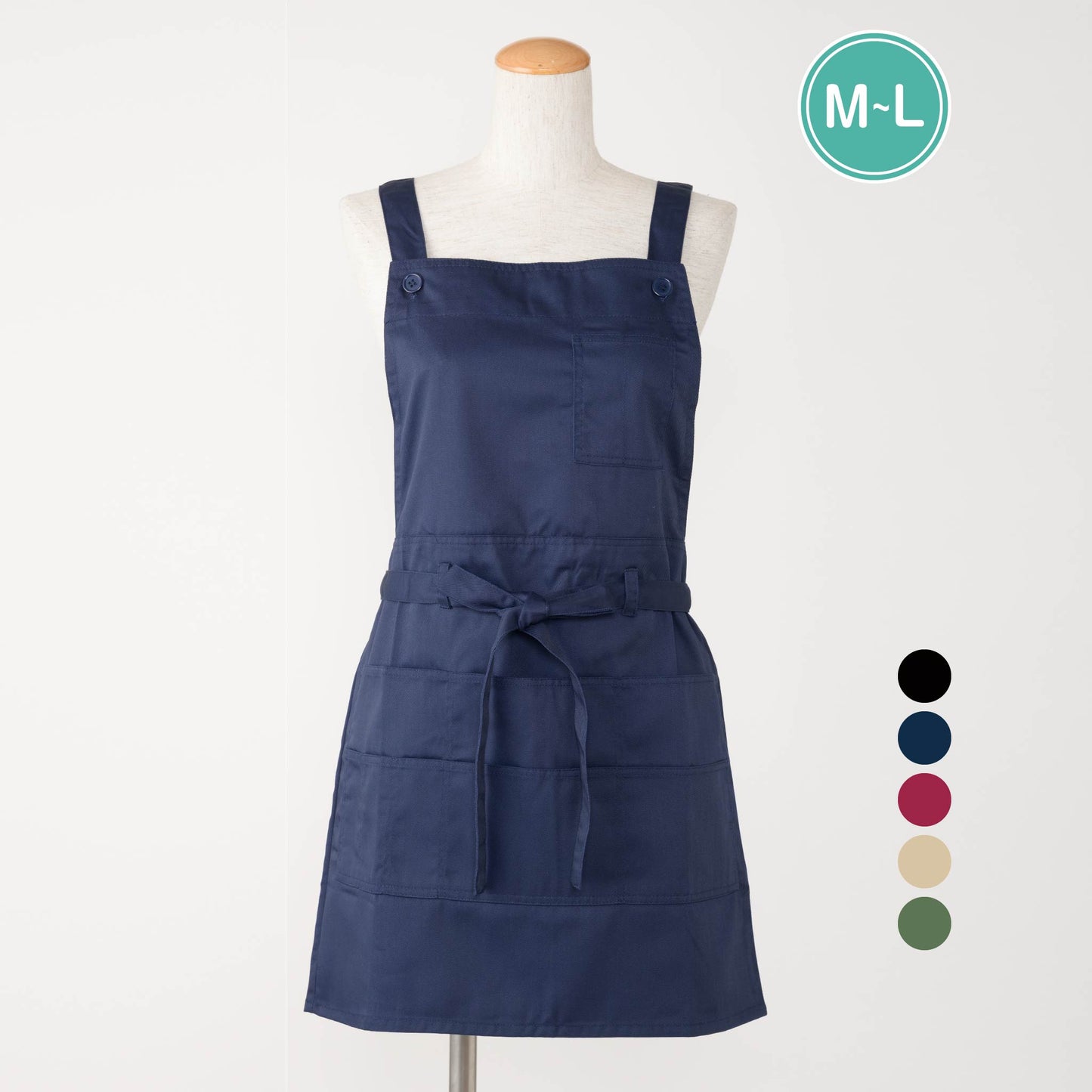 ツイル前結びショート丈エプロン T1-6