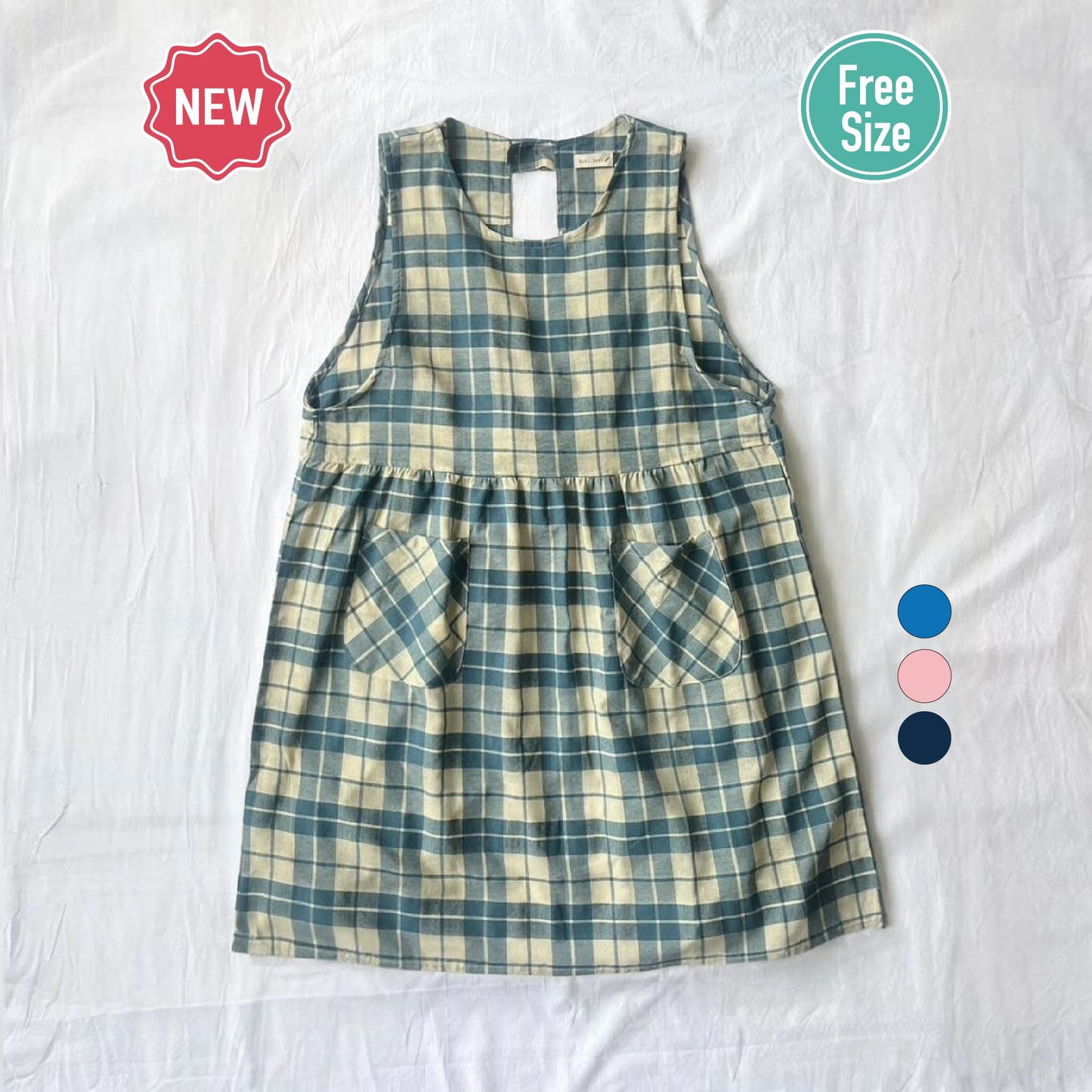 格子ロングエプロン