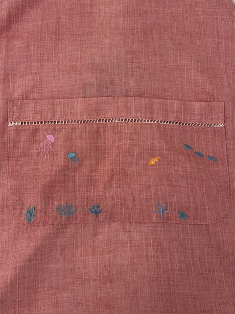 海のいきもの刺繡エプロン