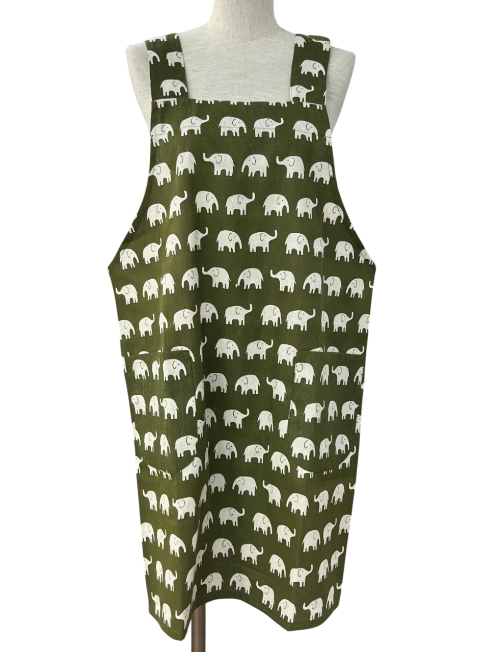 レーヨン麻ゾウプリントエプロン
