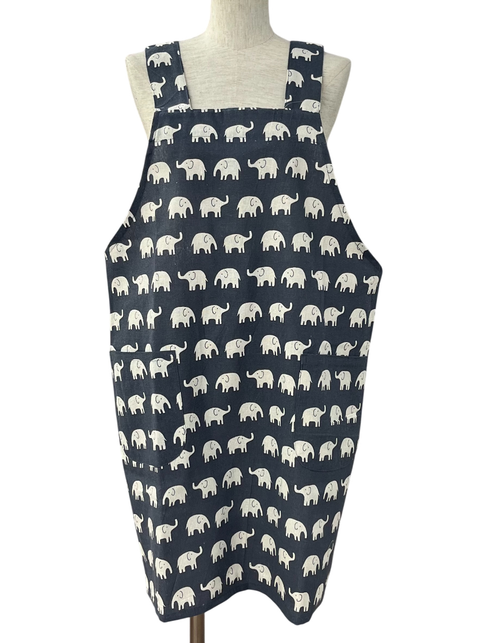 レーヨン麻ゾウプリントエプロン