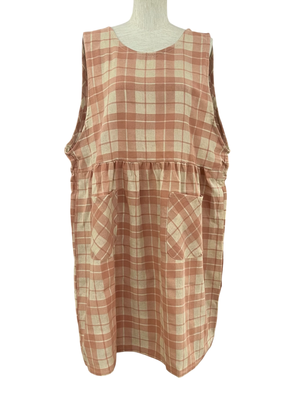 格子ロングエプロン