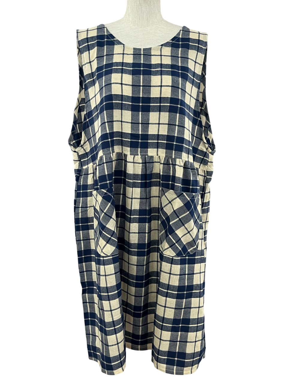 格子ロングエプロン